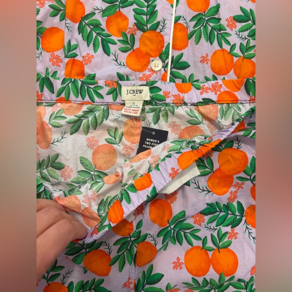 NWT J. Crew Lilac and Oranges Poplin Cotton Pajama Set in Size Large - Picture 3 of 4